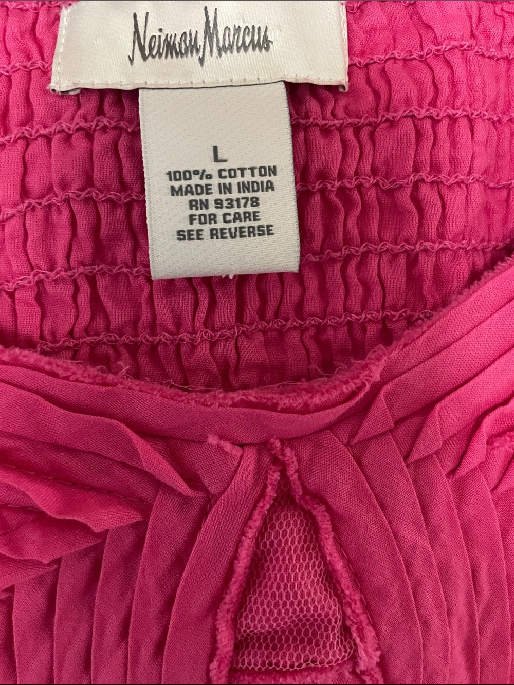 Neiman Marcus Rosette Hot Pink Maxi Flared Sundress SZ L Full flowy Skirt |Gorg - Picture 2 of 12